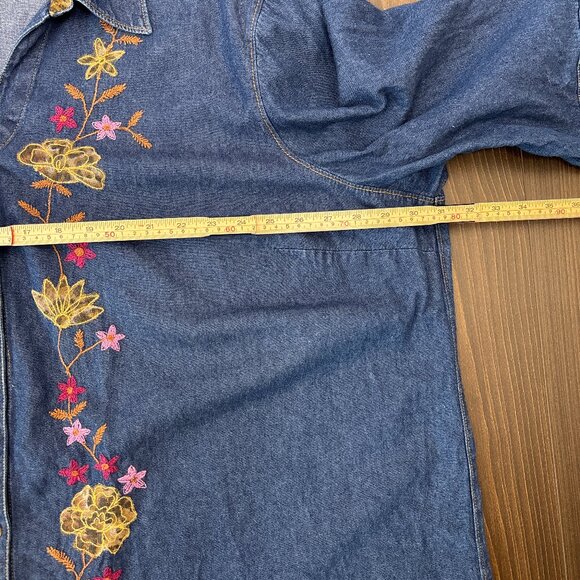 Liz & Me Embroidered Denim‎ Button-Up Top Women's 4X Floral Western Boho Shirt - Picture 14 of 16